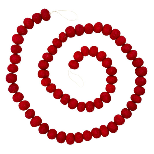 Homespun Holiday Red & White Felt Ball Garland, 60"